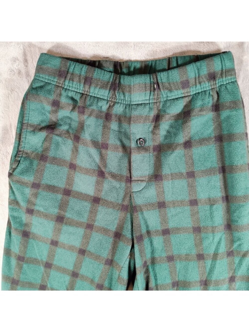 Royal Class Mens Green and Black Plaid Fleece Pajama Sleep Pants (Small) *Flaw* - Picture 7 of 11